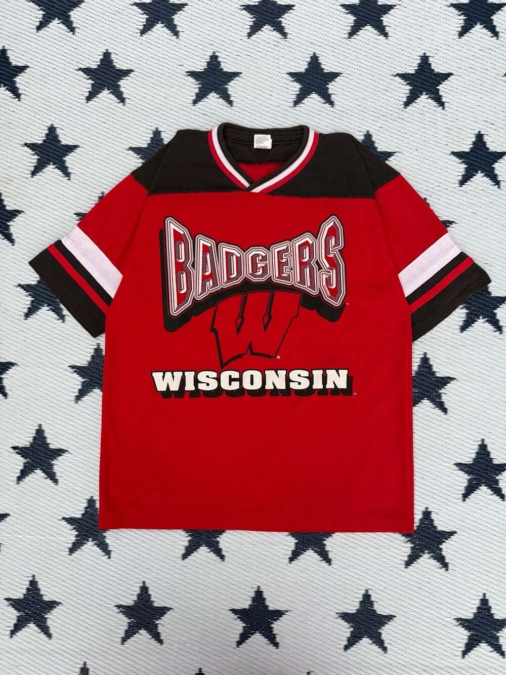 Vintage Scrimmage Wisconsin Badgers V-Neck Jersey Tee 14/16